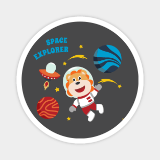 Space tiger or astronaut in a space suit with cartoon style. Magnet